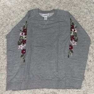 Grey Embroidered Sweat Shirt
